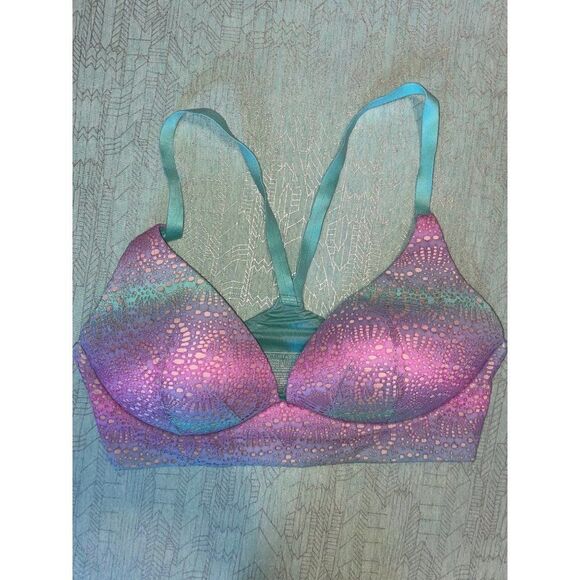 VICTORIA'S Secret Body by Victoria 34D racerback lightly lined plunge rainbow - Picture 7 of 9